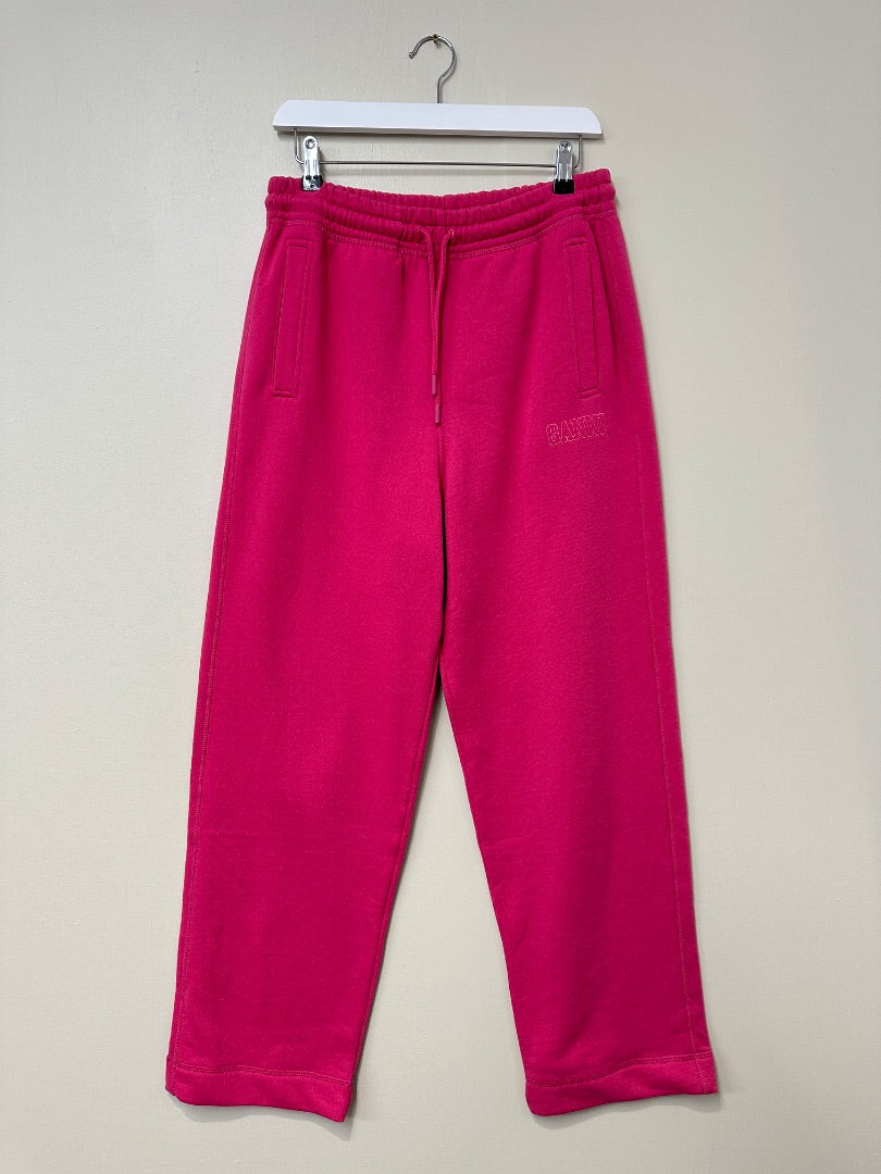 Ganni Pink Embroidered Logo Track Pants - Size M