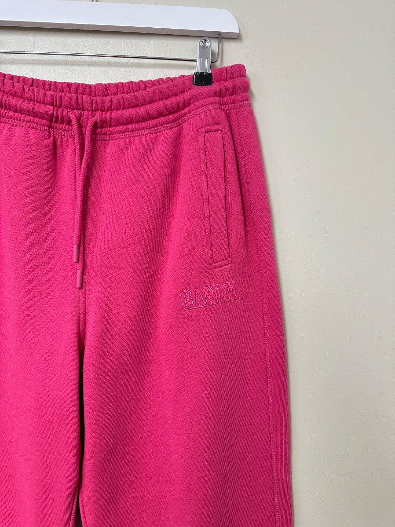 Ganni Pink Embroidered Logo Track Pants - Size M