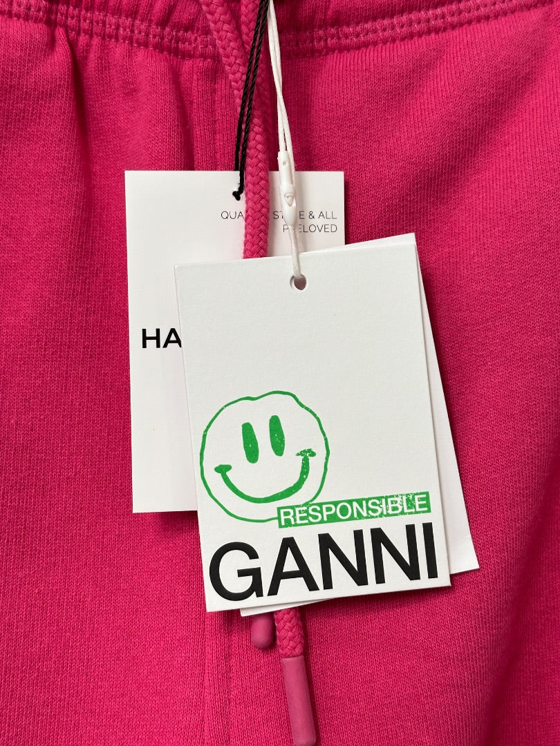 Ganni Pink Embroidered Logo Track Pants - Size M