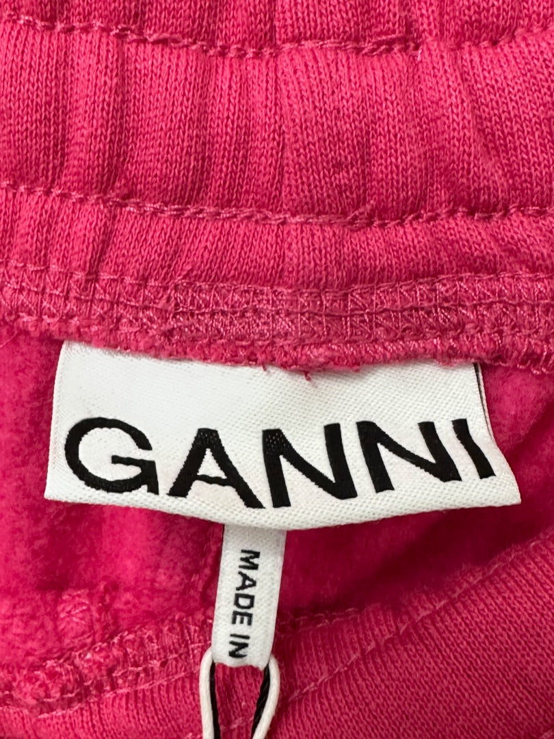 Ganni Pink Embroidered Logo Track Pants - Size M