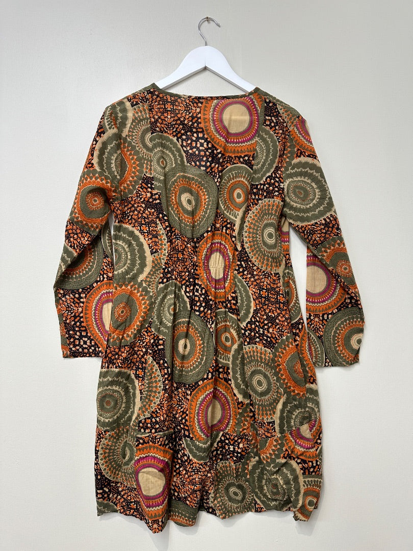 Masai Orange Khaki Mix Dress - Size S